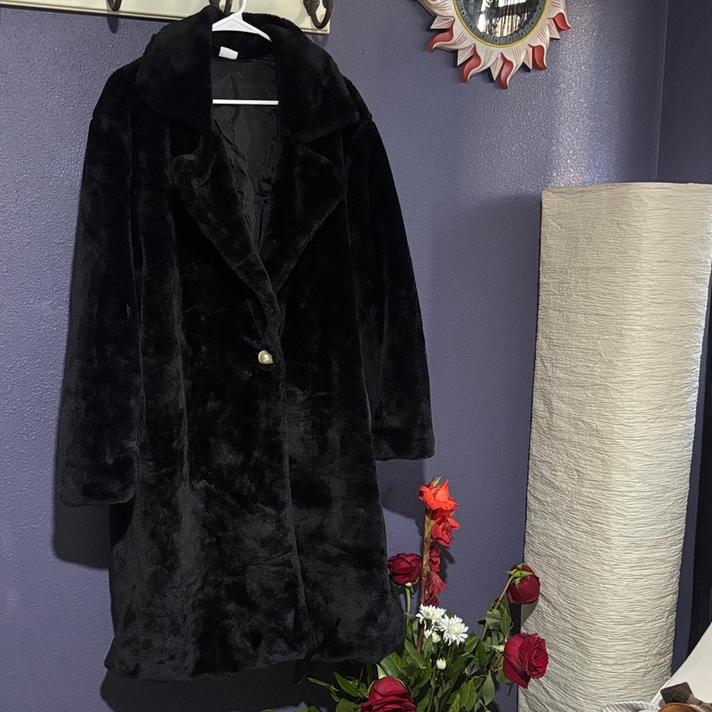 Spirit Halloween Long Black Teddy Jacket